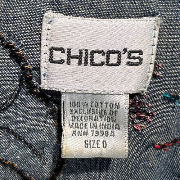 Chico's Beaded & Sequined Patchwork Denim Jacket, Size 0 (US Small/4) - Picture 14 of 15